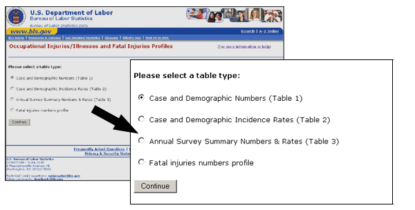 Screen 1-Select a table type