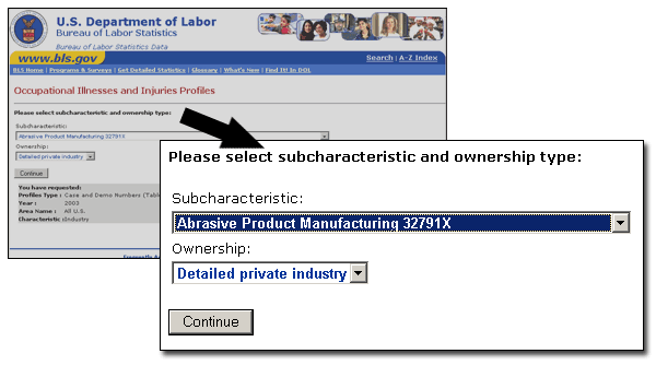 Screen 5-Select a subcharacteristic and ownership type