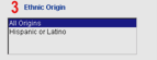 Select an Ethnic Orgin
