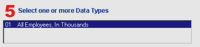 Select one or more Data Types