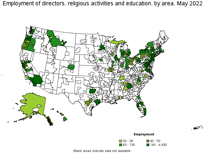 Map of employment of directors, religious activities and education by area, May 2022