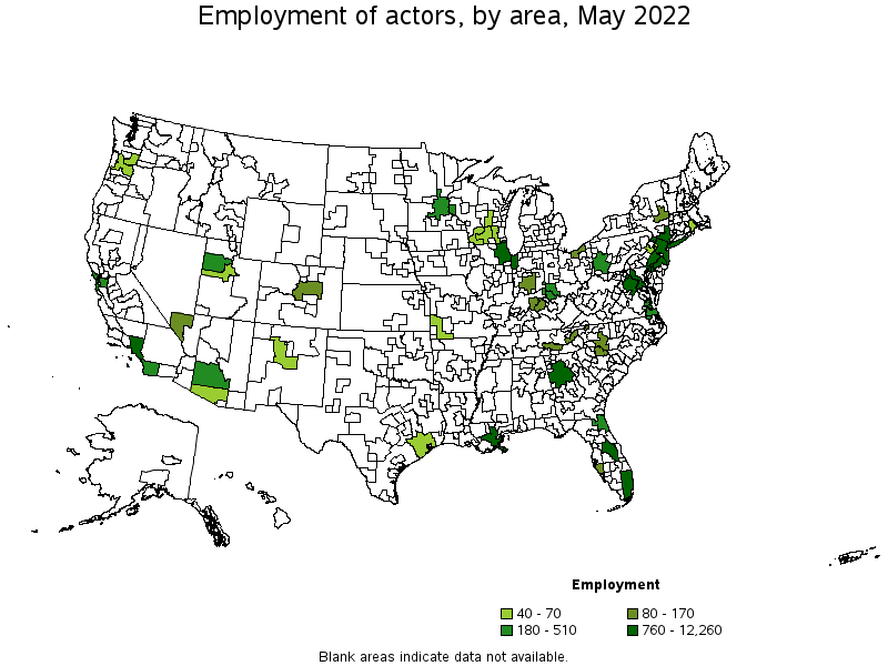Map of employment of actors by area, May 2022