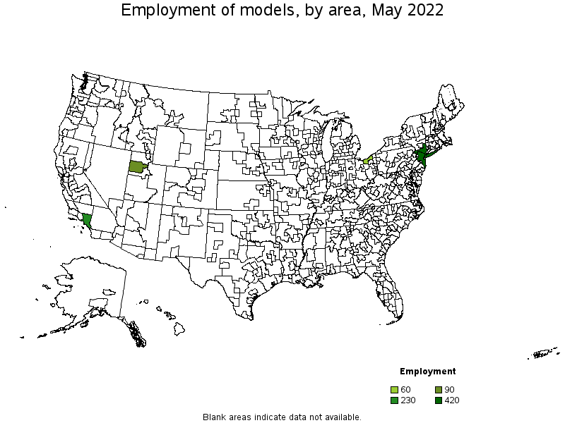 Map of employment of models by area, May 2022