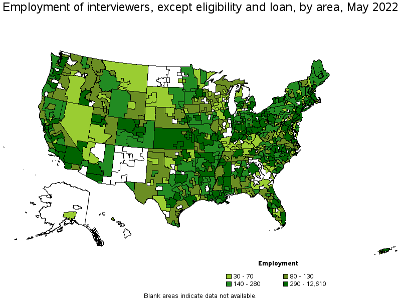 Map of employment of interviewers, except eligibility and loan by area, May 2022