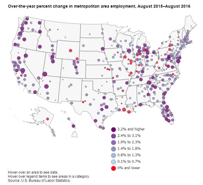 A data chart image of St. George, Utah, has largest over-the-year percentage increase in employment