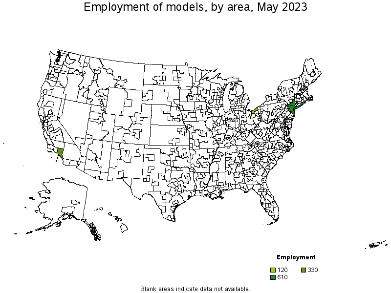 Map of employment of models by area, May 2023