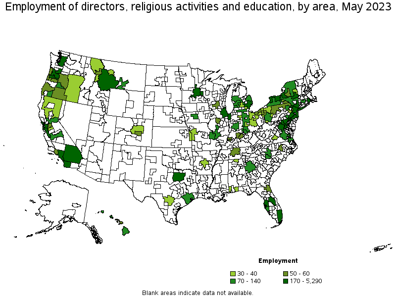 Map of employment of directors, religious activities and education by area, May 2021