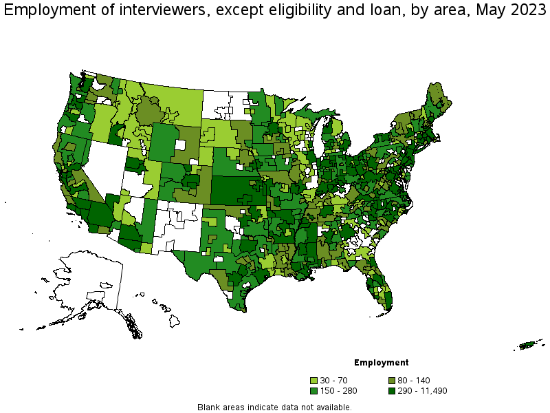Map of employment of interviewers, except eligibility and loan by area, May 2022