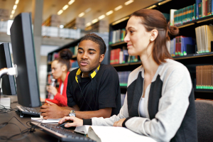 Image of researchers examining data.