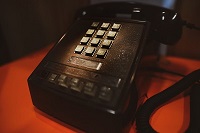 Vintage office phone with rows of buttons