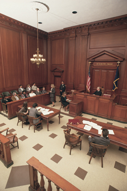 Workers in a federal court.
