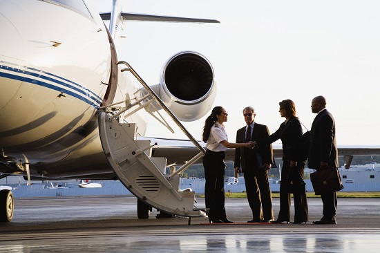 People boarding a plane