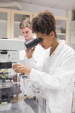 Biochemist working in a lab