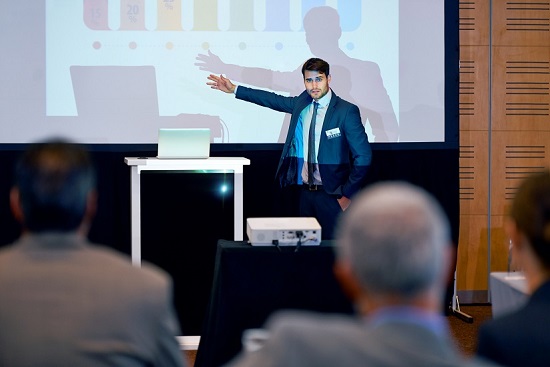 Businessman giving a presentation