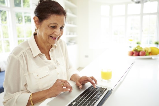 Woman working on a laptop