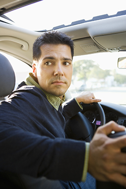 Man driving a car