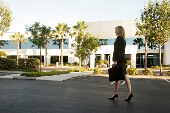 Woman arriving for an interview