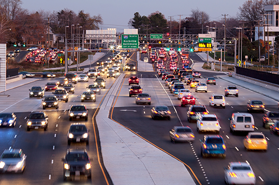 Workers driving home.