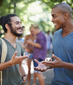 Two men talking