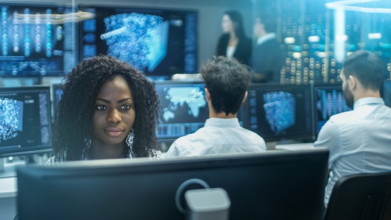 Woman working at a computer