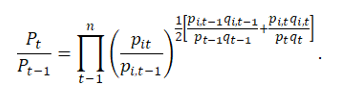 Equation 2: Törnqvist index formula
