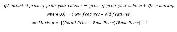 Equation 1: QA adjusted price of prior year vehicle