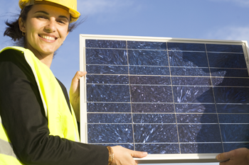 Illustation 11. Woman holding solar panel