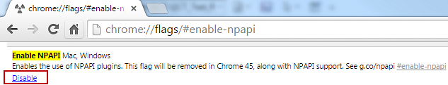 Enable NPAPI plugin screenshot