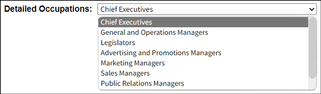 Selecting a Detailed occupations