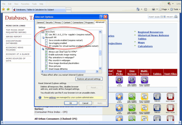 Java (JRE) Settings