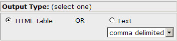 Table showing two output type