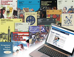 Collage of publications related to the Occupational Outlook Handbook