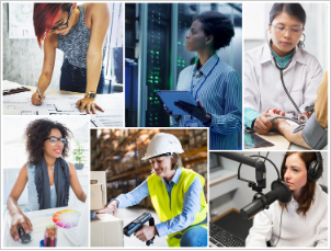 Picture of six women performing different jobs