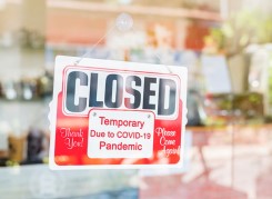 sign that has closed: temporary due to COVID-19 pandemic