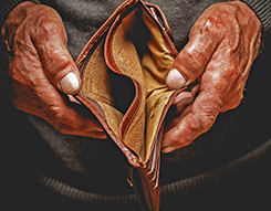 Hands holding empty wallet