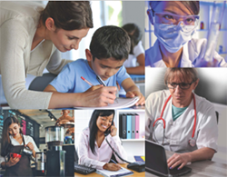 Collage of women at work 