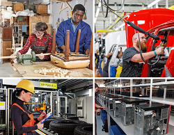 Collage of workers in various manufacturing professions