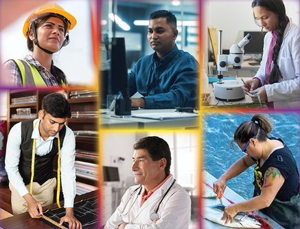 Six American Indians and Alaska Natives in various occupations.
