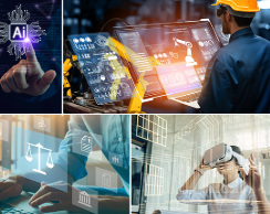 Illustration of workers in high-tech jobs.