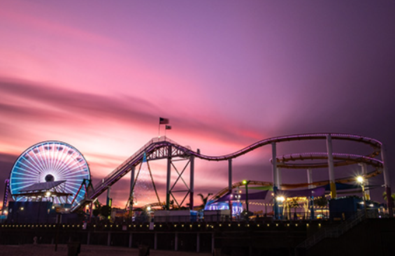 Rollercoaster and amusement park. 