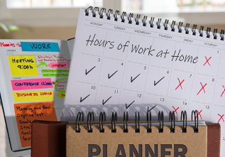 Home calendar and work planner in a home environment.