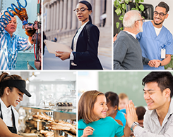 Photo montage of workers in various jobs