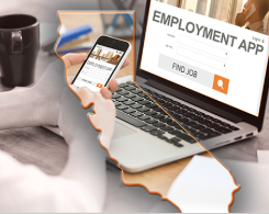 Person looking at employment app on screen.