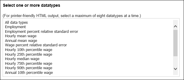 Select a datatype