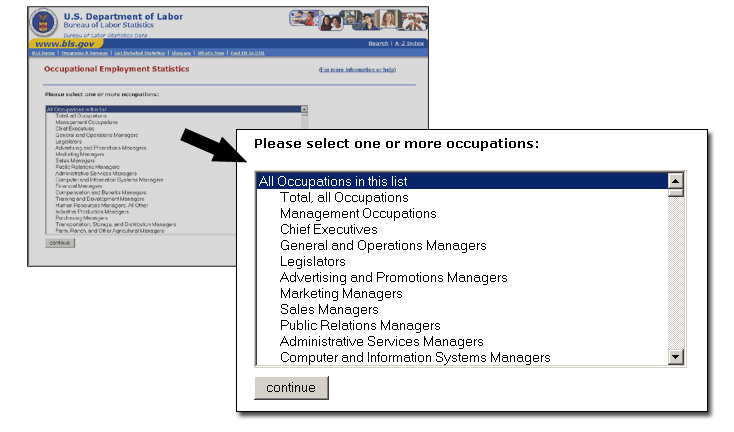 Screen 3-Select an occupation