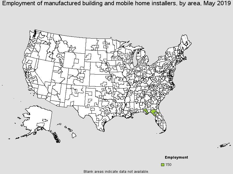 Employment of manufactured building and mobile home installers, by state, May 2019