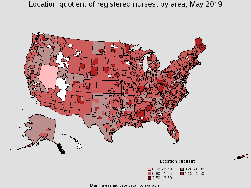 Annual mean wage of registered nurses, by area, May 2019