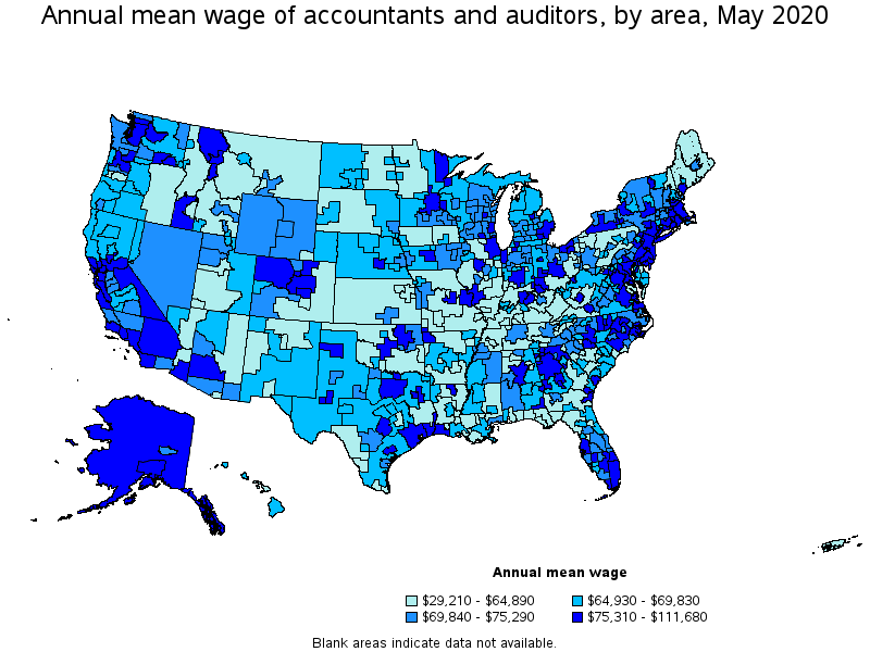 Annual mean wage of Accountants and Auditors, by area, May 2020