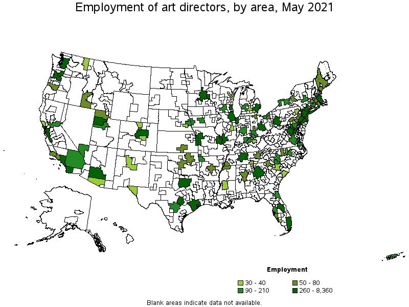 Map of employment of art directors by area, May 2021