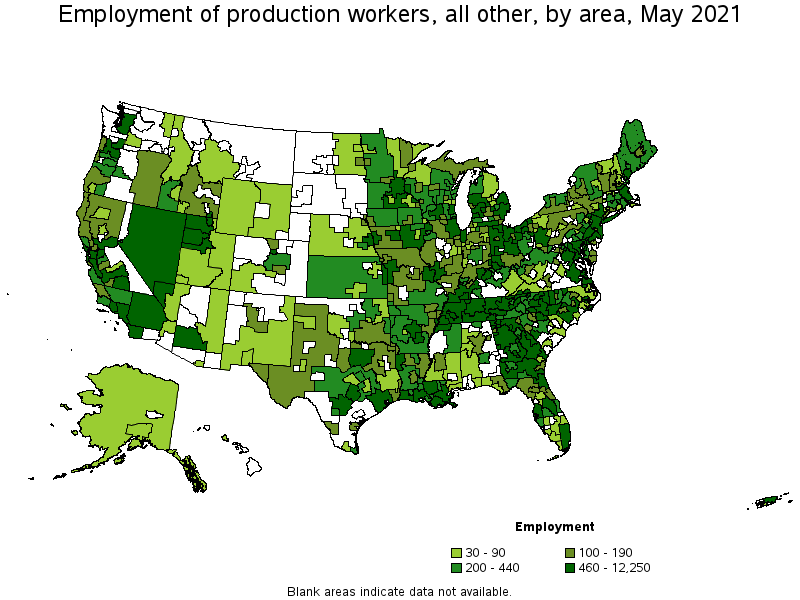 Map of employment of production workers, all other by area, May 2021